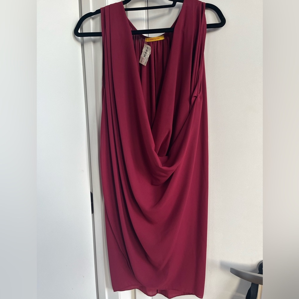 Cowl neck fuchsia mini dress